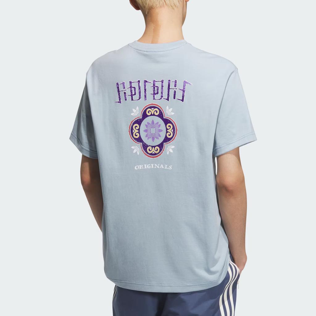 Adidas Originals Short Sleeve T-Shirt Fashion Logo Round Neck Loose Fit Men Tops Blue KC1430