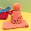 Cartoon Wool Beanie Knitting Warm Knitted Cap All-match Bear Children Scarf Hat Set  Baby