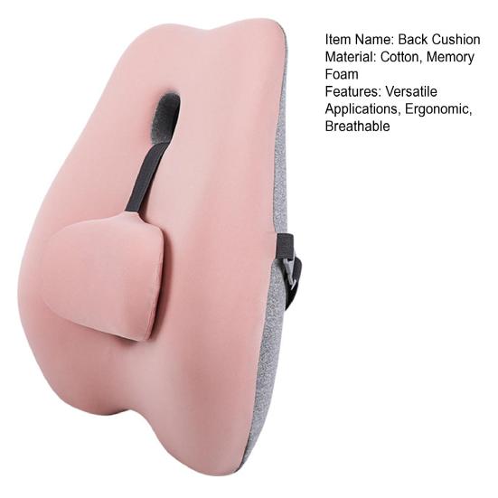 Chair Back Cushion Memory Foam Lumbar Support Cushion with Adjustable Slider Ergonomic Back Support for Office Workers Car Drivers Gamers