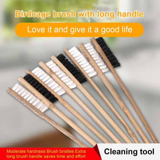 Yousheng Long Handled Birdcage Brush Wooden Parrot Cage Cleaning Brush Pet Supplies Bird Equipment Cleaner for Myna Hamster Cage