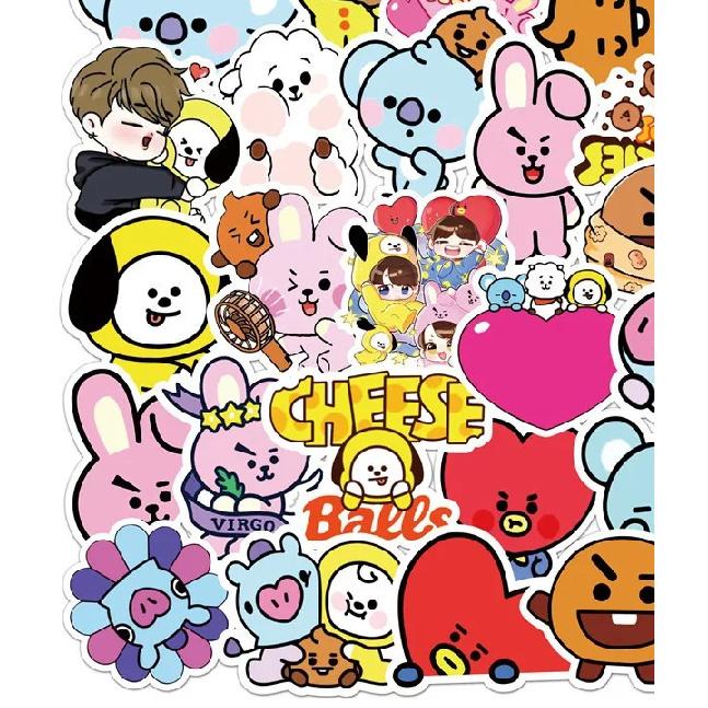 82PCS Kawaii BT21 Stickers Suitcases Laptops Cars Mobile Phones Refrigerators Waterproof Stickers COOKY KOYA TATA Anime Gift Toy 6
