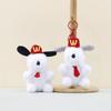 Whimsical Dog Plush Keychain Adorable Grey And Black Stuffed Animal For Keyring Use