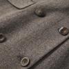 ELLE French Vintage Style Suit Lapel Solid Color Double Breasted Simple Long Coat Women coats Dark-Brown L7WNS004