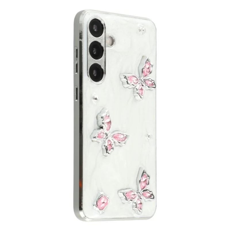 For Samsung Galaxy S23 FE Case WANLONFENG Electroplated Epoxy TPU+Acrylic Phone Cover with Tempered Glass