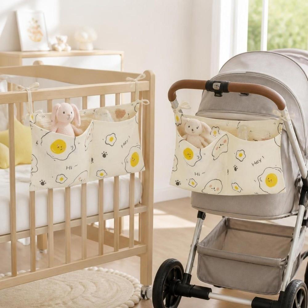 2 Pockets Diaper Storage Bag Portable Baby Bedside Bag New Crib Hanging Storage Bag Infant Room
