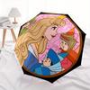 1pc Aurora's Enchanted Garden Automatic 3-Fold Umbrella Design, Cute Cartoon Pattern, Portable Outdoor Umbrella, Perfect, Holiday Gift for F