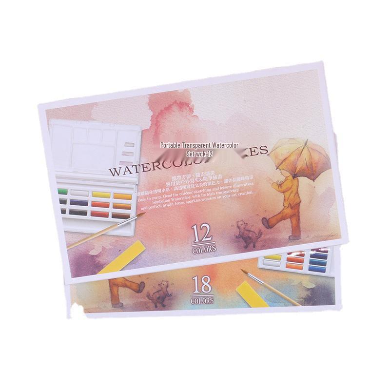 Lion Solid Watercolor Paint Set - Transparent Hand-Painted Watercolors in 12 or 18 Colors