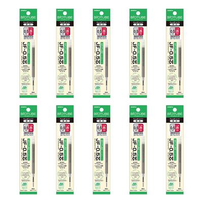 Canetas de Gel Zebra Biotube JF-0.5 Recargas, Vermelho, Pacote de 10 (B-P-BIO-RJF5-R)