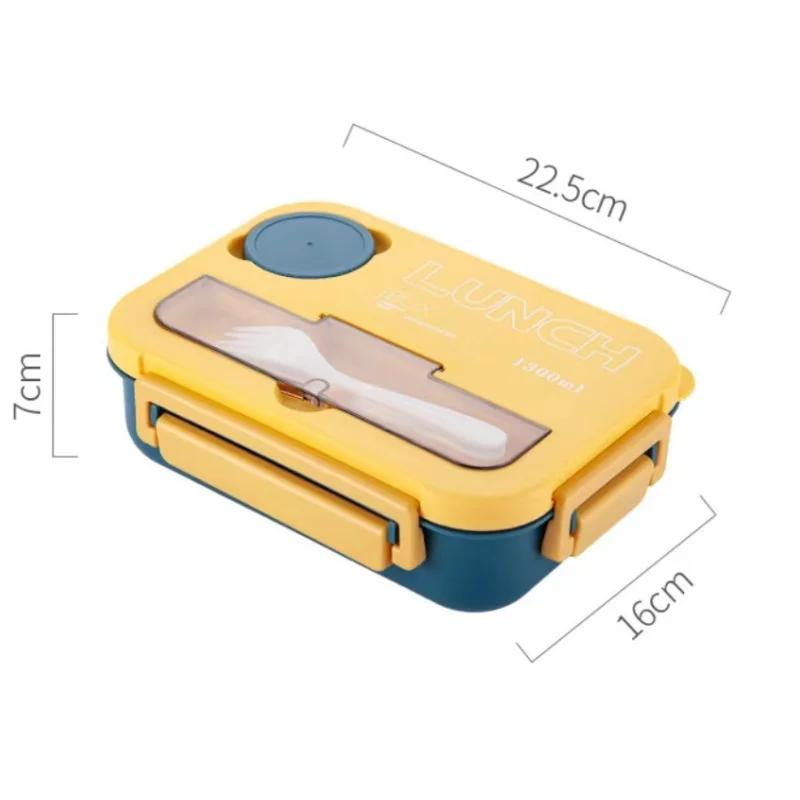 Student Lunch Box Double-layer Portable Compartment with Lids Leak-Proof Microwave Food Storage Carrying Handle Bento Boxes
