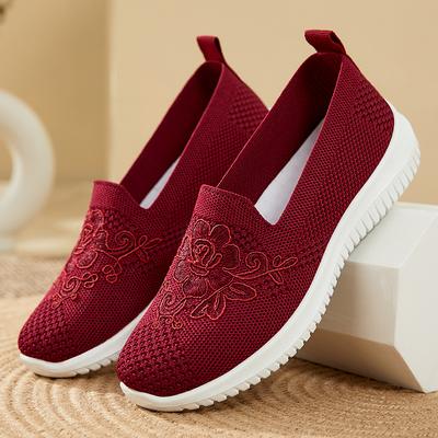 Schuhe Damen 2025 Sommer alte Peking Stoffschuhe bestickte Mutterschuhe flacher Ausschnitt ein Pedal Damenschuhe atmungsaktiv und bequem