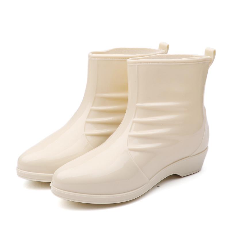 

Модная женская дождевая обувь женские европейские и американские ветрозащитные дождевые сапоги средней длины женские нескользящие и износостойкие водонепроницаемые клеевые туфли 39