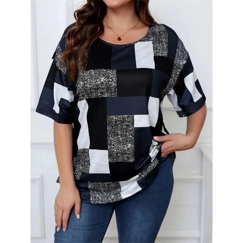 Fashion Women's Simple Short Sleeve Crew Neck T-Shirt 3D Simple Color Printing