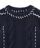NOIRER FOR WOMAN Handmade Cable Crop Sweater (Navy)