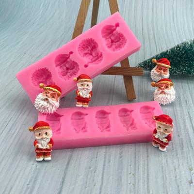 Santa Claus Cake Mold Non-stick Heat-resistant No Odor 4 Grid/5 Grid Baking Supplies Food Grade Lovely-pattern Baking Mold for Home