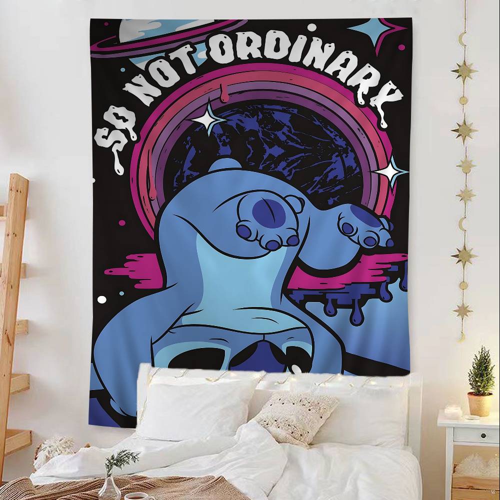 Cartoon Cute SStitchs Printed Large Wall Tapestry Indian Buddha Wall Decoration Witchcraft Bohemian Hippie Wall Art Decor 74x94cm(29x37in)