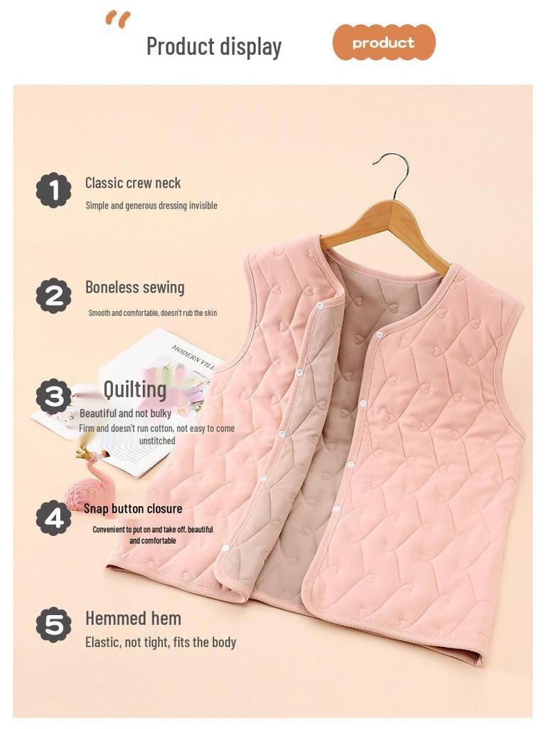 Women's Plus Size Velvet Fleece-lined Vest: Warm Sleeveless Jacket for Autumn/Winter School Uniform