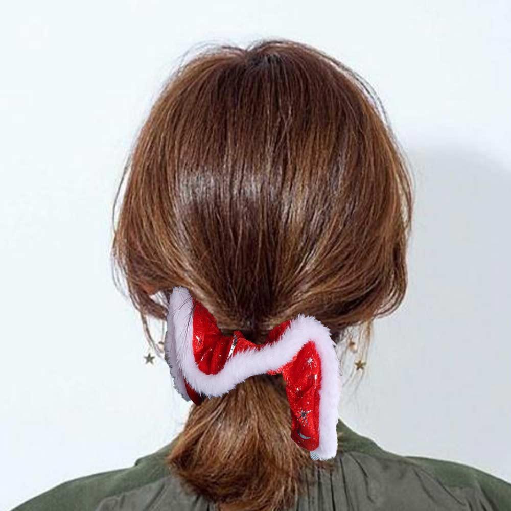 Snow New Year Hair Scrunchies Velvet Plush Women Hair Ring Christmas Hair Rope  Party Accessories