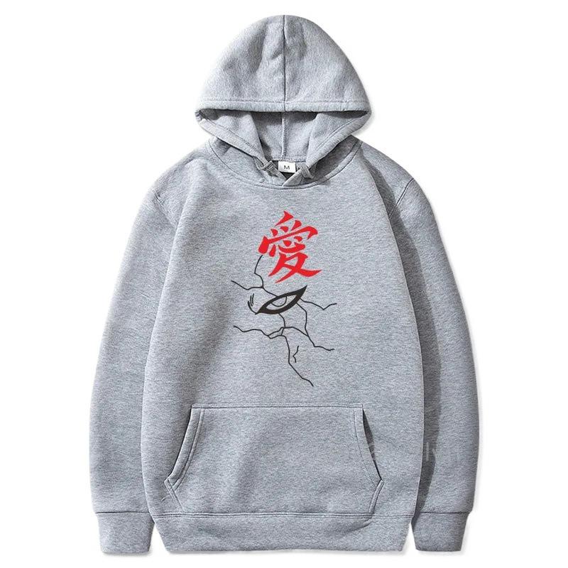 Japanese Animation Gaara Hoodie Men's and Women's Harajuku Pullover Street Wear Unisex Autumn Winter Plushed Brand Sweater