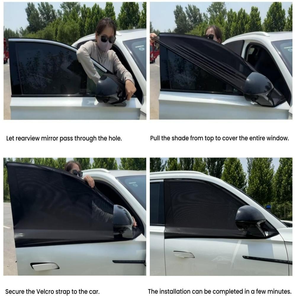 2/4 Stück Auto-Fensterrollo Atmungsaktiv UV-Schutz Universal Isoliert Bildschirm Fenster Sonnenschutz Anti-Mücken Auto-Fenster-Sonnenschutz