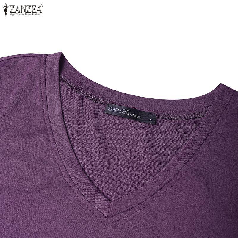 ZANZEA Women Casual V-Neck Loose Half Sleeve Long Dress