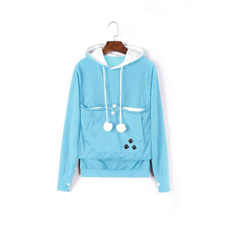 Γυναικεία φούτερ με κουκούλα, μεγάλη θήκη, γυναικεία θήκη για κατοικίδια, φθινοπωρινή μόδα πουλόβερ, θήκη για αυτιά γάτας