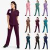 Summer Casual Zipper Short Sleeve Nurse Uniform with Stand-up Collar