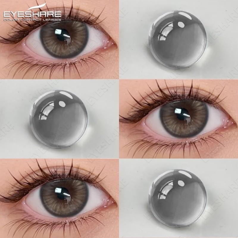 Eyeshare 1 Paar Big Eyes Farbige Kontaktlinsen Natürliche Braune Linsen Graue Pupillen Beauty Make-up Softlens