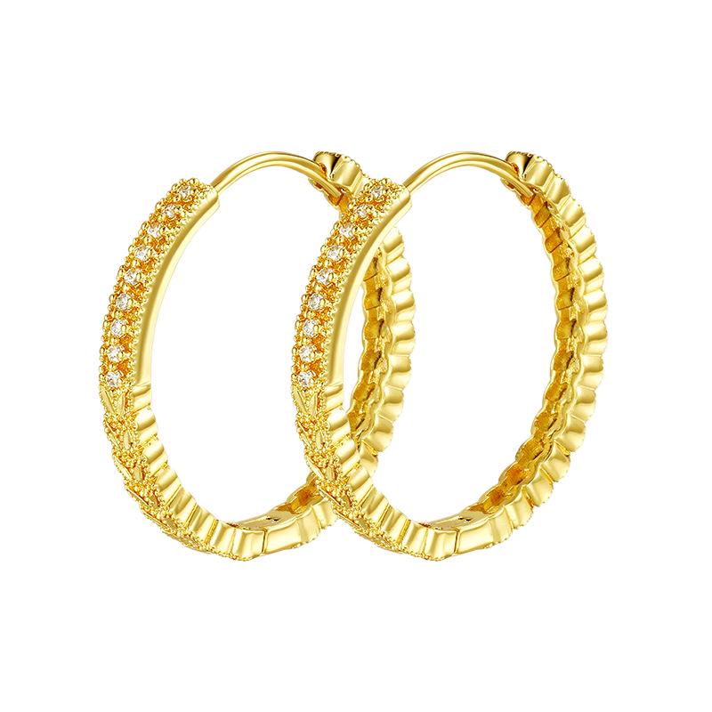 Retro Double Row Zirconia Gold Plated Hoop Earrings – Blogger Style