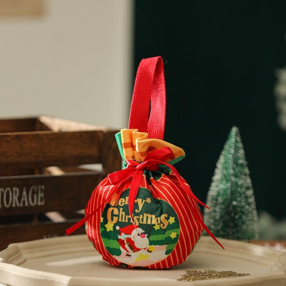 with Handle Christmas Gift Bag Storage Bag Cloth Candy Snack Gift Bag Exquisite Portable Christmas Candy Bag