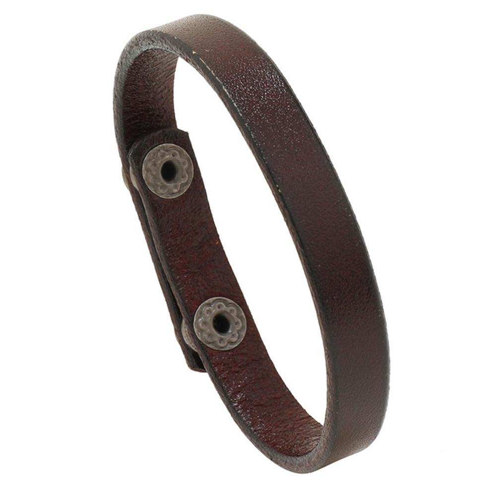 Brățară Vintage Handmade din Piele Naturală cu Buton de Siguranță pentru Bărbați Femei Punk Brățară Bijuterie pentru Cuplu Cadou cafea