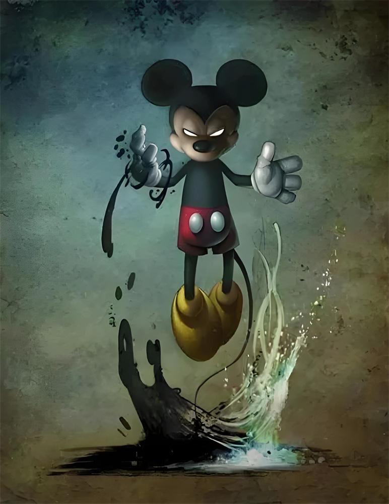 Disney Peinture Diamant 5D Mickey Sombre Transformation Terreur Sombre Décoration DIY Mosaïque Diamantée Complète Ensemble Point de Croix Incrusté Cadeau