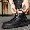 Outdoor Casual Men's Leather Martin Boots Autumn and Winter Leather Boots Men's Fashion Trend Versatile Thick-soled Zhongbang Men's Boots