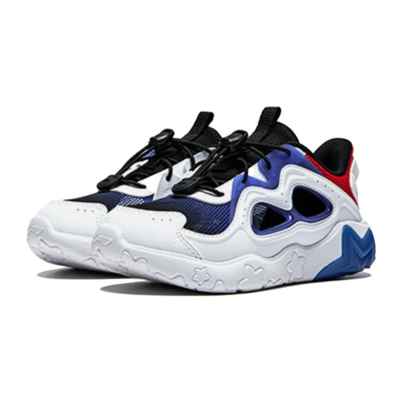 Li Ning Kids Comfortable Shock Absorbing Durable Low Top Casual Shoes Kids sneaker White Blue YKAU018-1