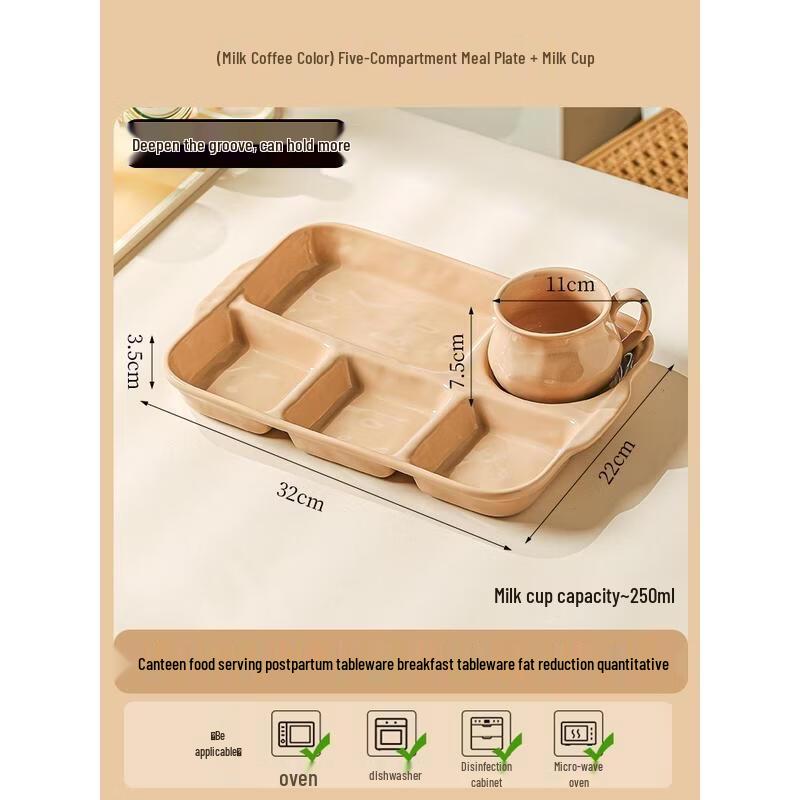 HANDUNYOU Divided Ceramic Breakfast Plate Set