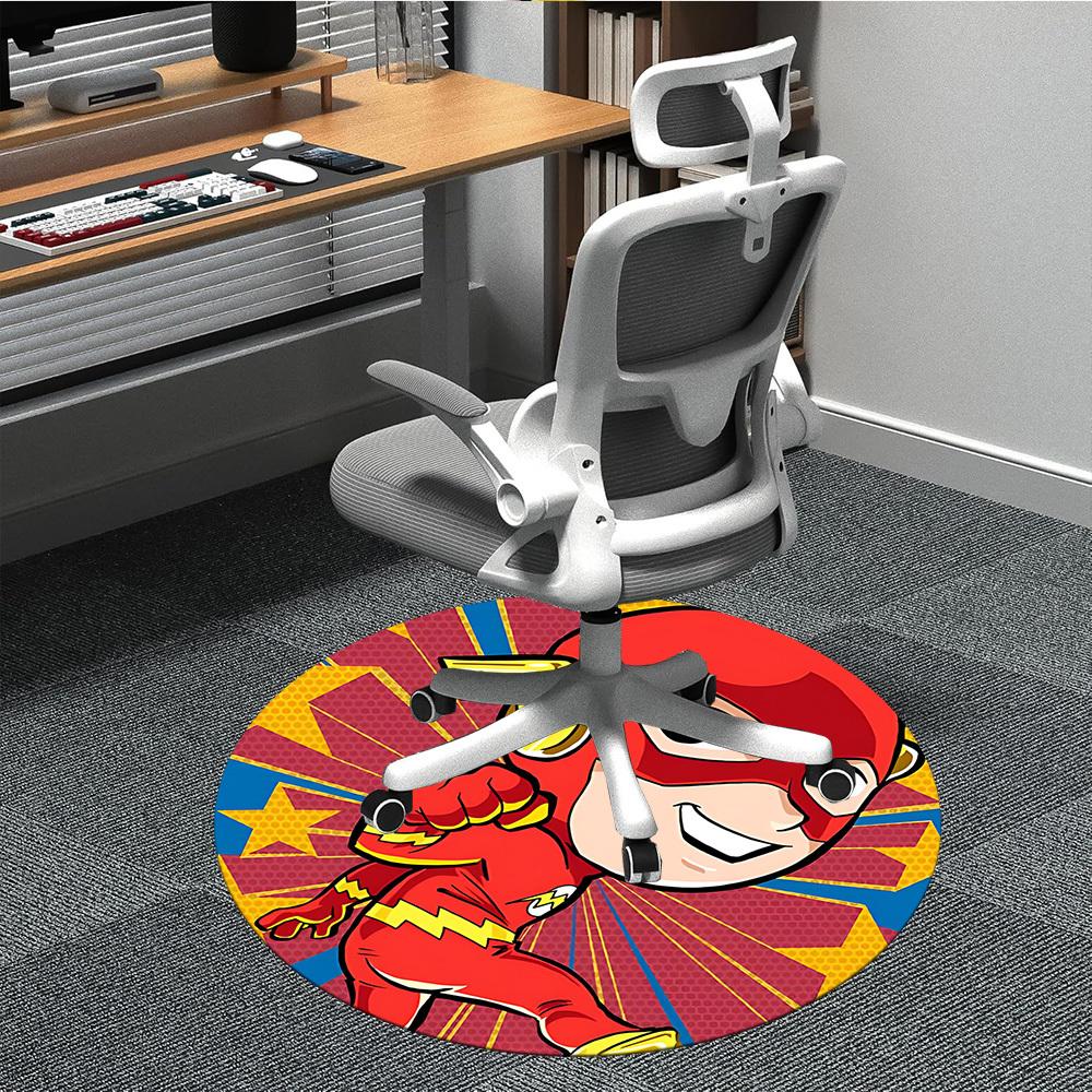 

1pc Superhero Flash Office Round Area Rug, Under Office Chairs Bedroom Living Room Home Decor, Room Deco, Available in Various Sizes 80cm