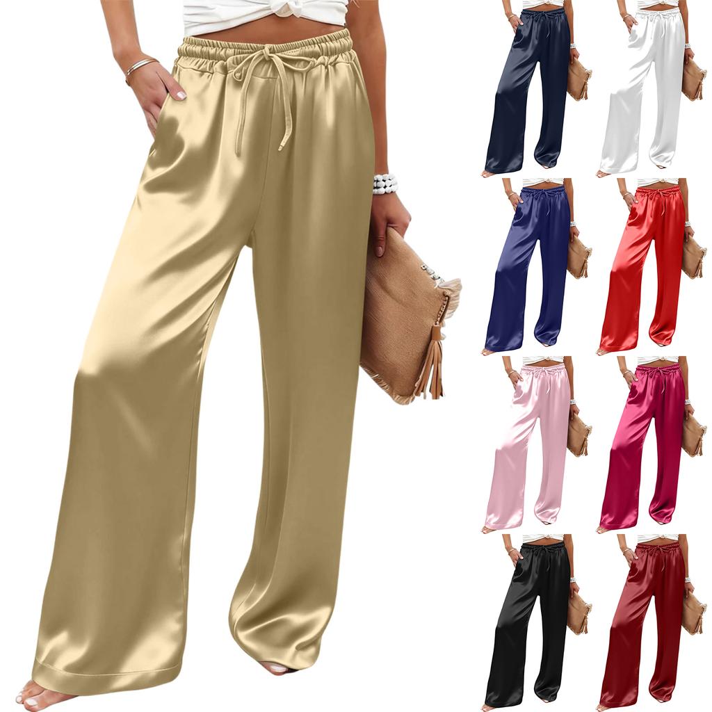 Womens Palazzo Pants Summer Casual Flowy Wide Leg Trousers Beach Travel Vacation Outfits