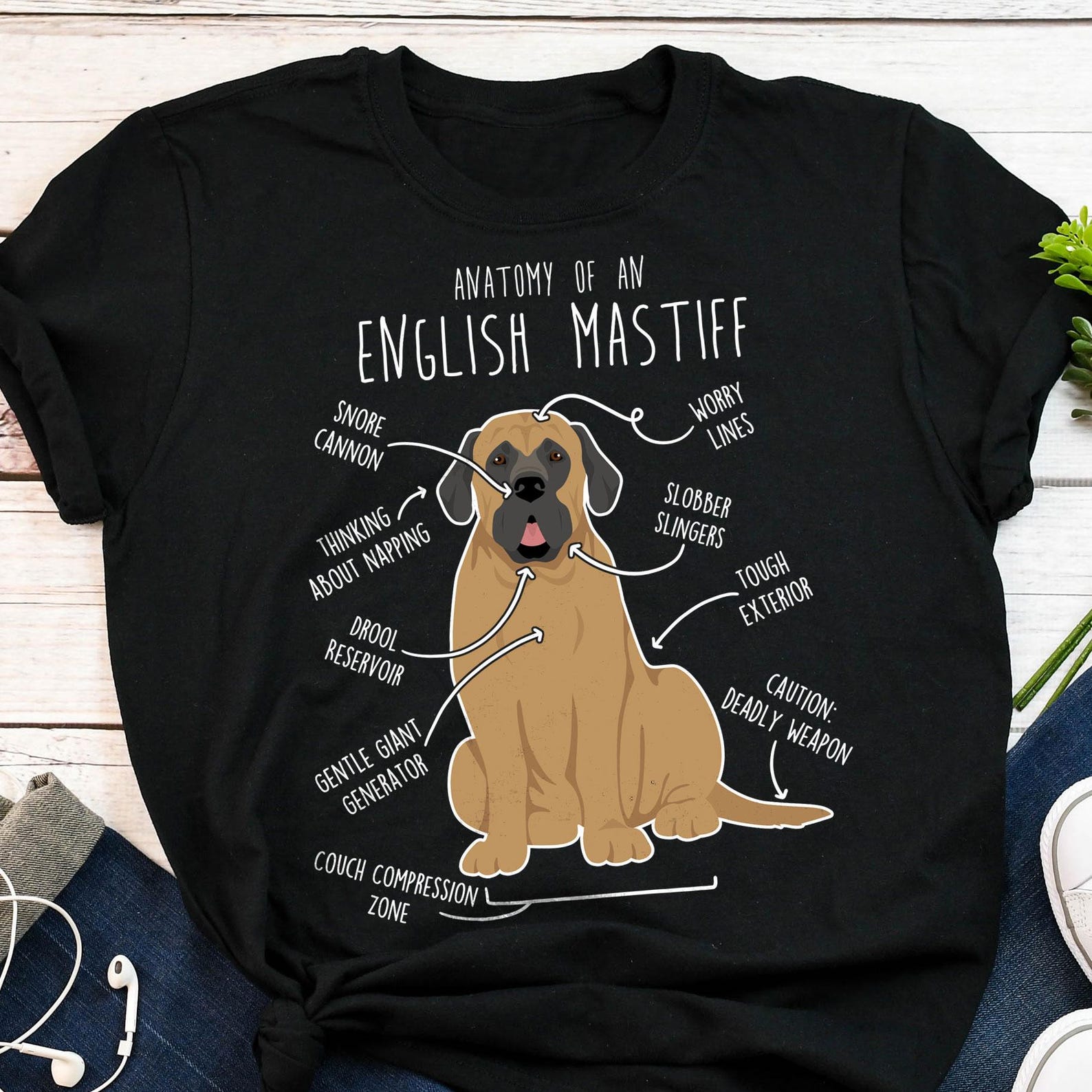 Apricot English Mastiff Shirt, , , Cute English Mastiff T-shirt, Funny Dog Lover Gift, Pet Tee, Dog Mom, Dad, Sable 100