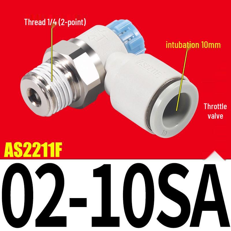 SMC AS1201F Pneumatic Speed Control Valve - Adjustable Throttle Push-Lock Fitting for Cylinder Control