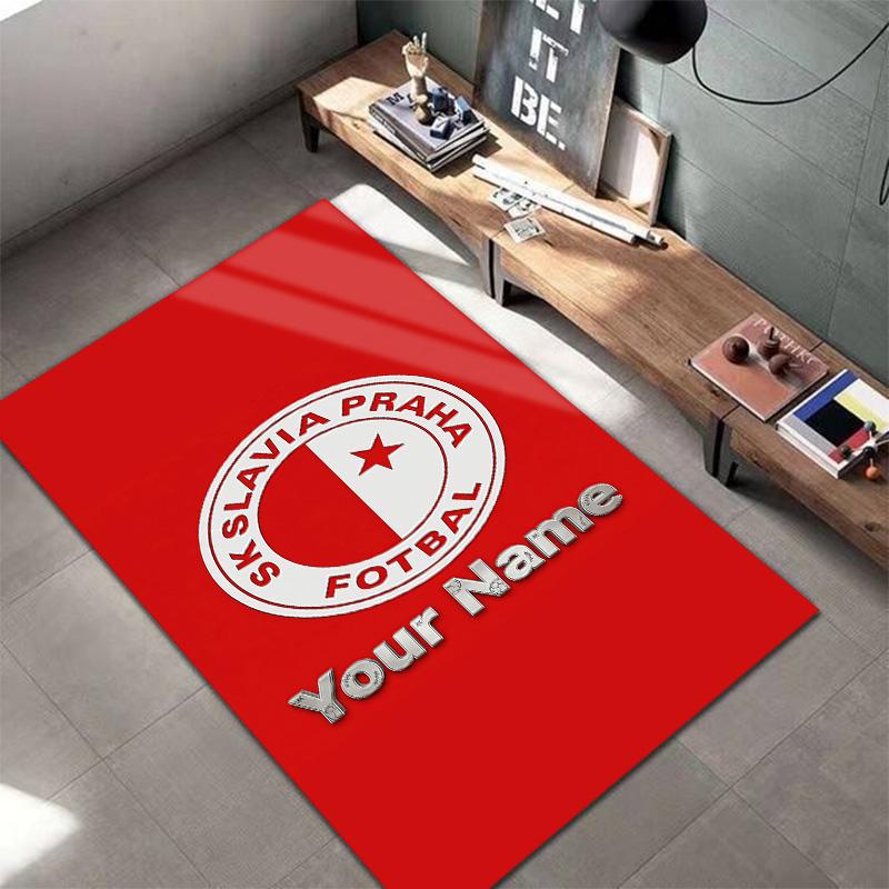 Tappeto Personalizzato con Nome Sk Prague Slavia per Soggiorno Camera da Letto Casa Decorazione Divano, Tappetino Antiscivolo per Giochi Bambini