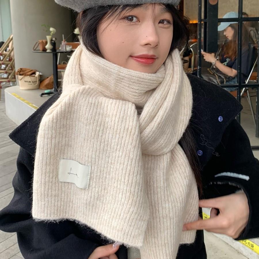 New Year's red knitted wool scarf girls winter new versatile Korean version high-end scarf Christmas