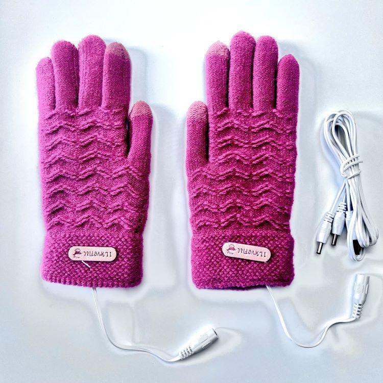 

Жіночі в язані з 5 руками сенсорні рукавички з електричним нагріванням Рукавички з електричним нагріванням USB Power Bank Джерело живлення для їзди на велосипеді, щоб зігрітися average size double-sided palm and back heating