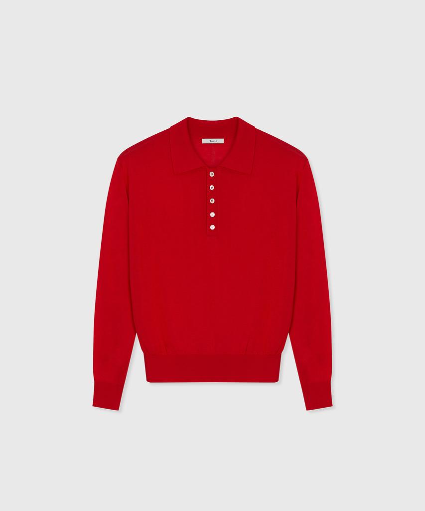 Tire Eclat Veil Silk Knit Polo Top Rosso Red