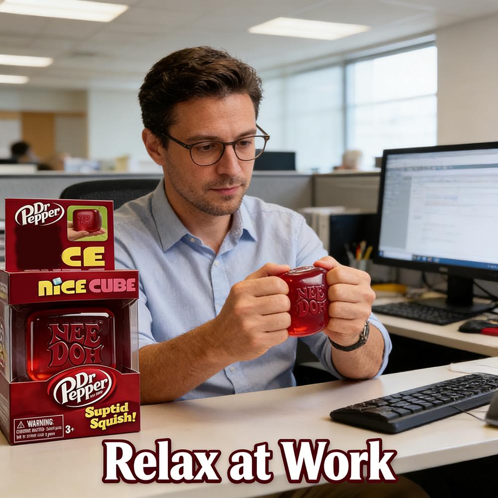 Dr Pepper X Nice Cube Squishy Stress Relief Toy Soft Squeeze Fidget Cube for Kids & Adults Anxiety Relief Sensory Toy