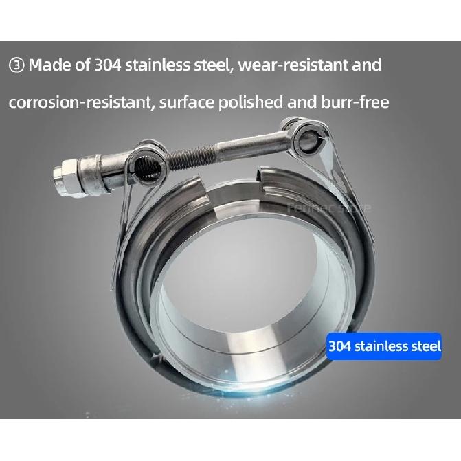 304 Stainless Steel Quick Release Standard V Band Clamp 1.5-6 Inches Male Female Flange V Clamp Kits Turbo Exhaust Pipe