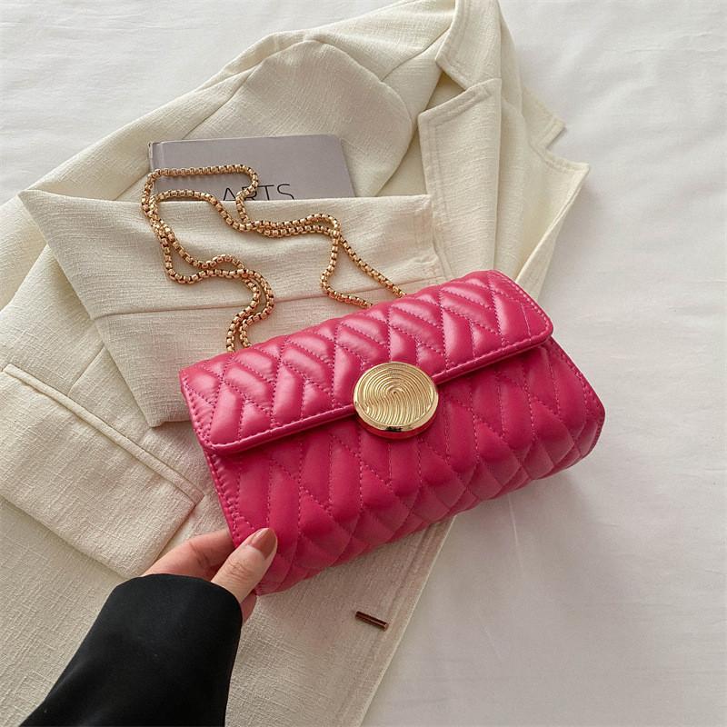 Trendy 2024 Simple Chain Crossbody Bag Chic Quilted Shoulder Bag For Women Fashion