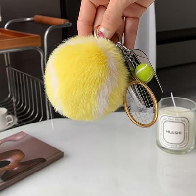 Portachiavi Tennis Palla di Peluche Carina Ciondolo per Borsa da Scuola Ornamenti Appesi per Ragazza Regalo Accessori Chiave Portachiavi Tennis Pelliccia Portachiavi