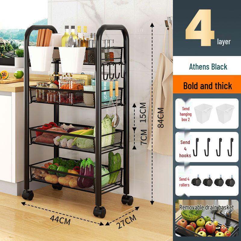 Multi-Layer Kitchen and Bathroom Storage Trolley with Wheels