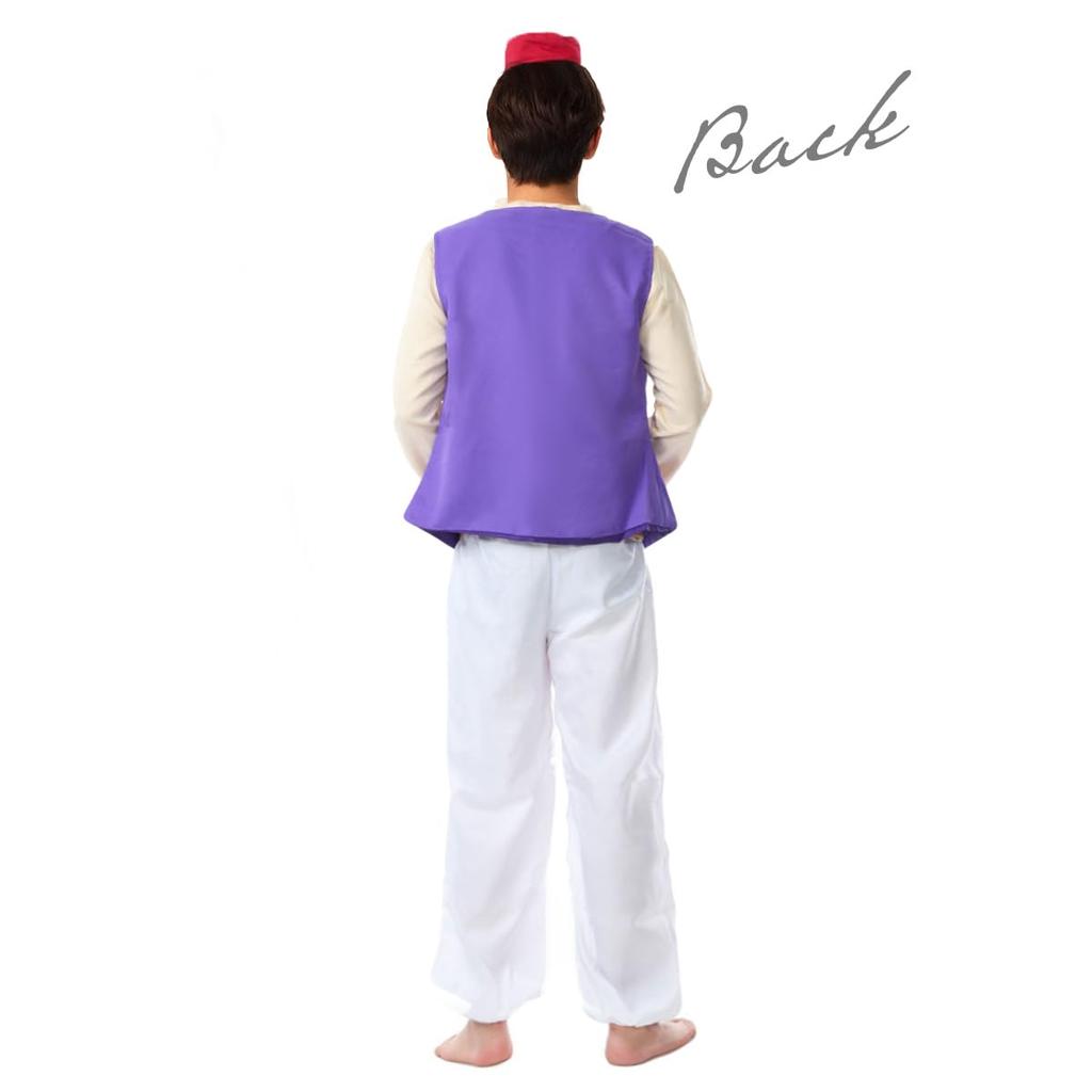 [monoii] Aladdin Cosplay Costume with Magic Lamp, Halloween Costume for Adults, Sizes S, M, L, XL, C062