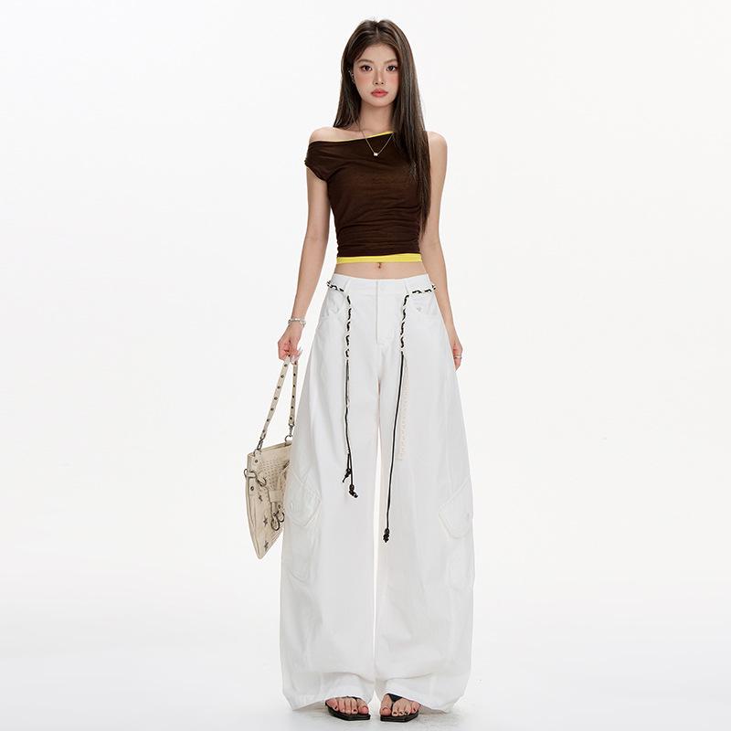 Damen High-Waist Vintage Weitbeinige Hosen - Lockere Passform, Lässiger Herbststil