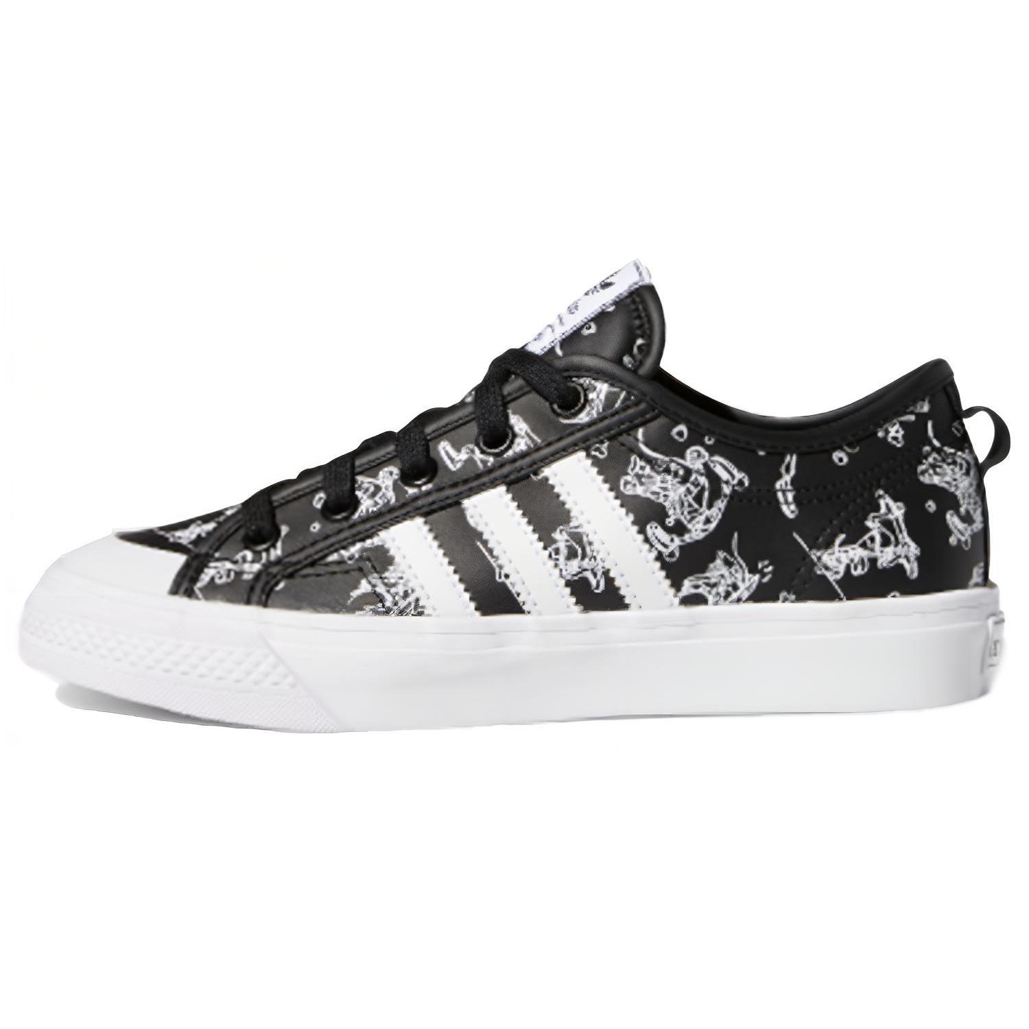 Disney x Adidas Originals NIZZA Goofy Slip Resistant Cushioning Low top Skateboard Shoes Black Teenagers FW9596 36